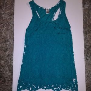 Ultra Pink Brand Turquoise Crochet Tank Top